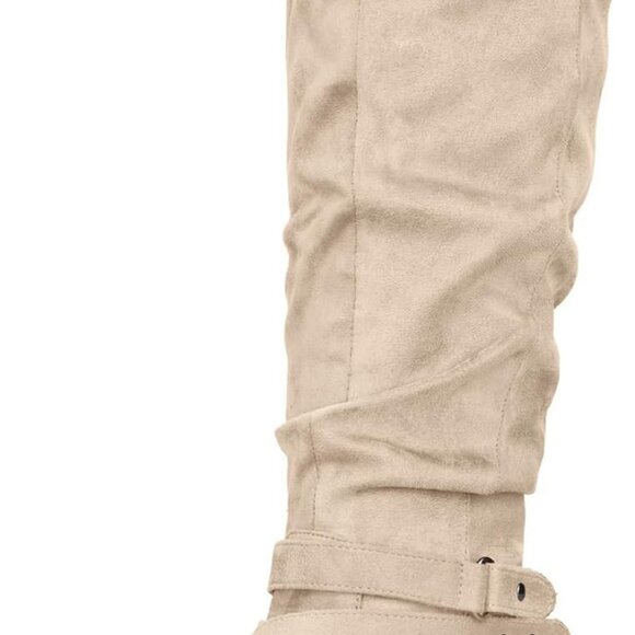 Women's Warm Fall Knee High Boots in Beige, Size 6 - Picture 1 of 5